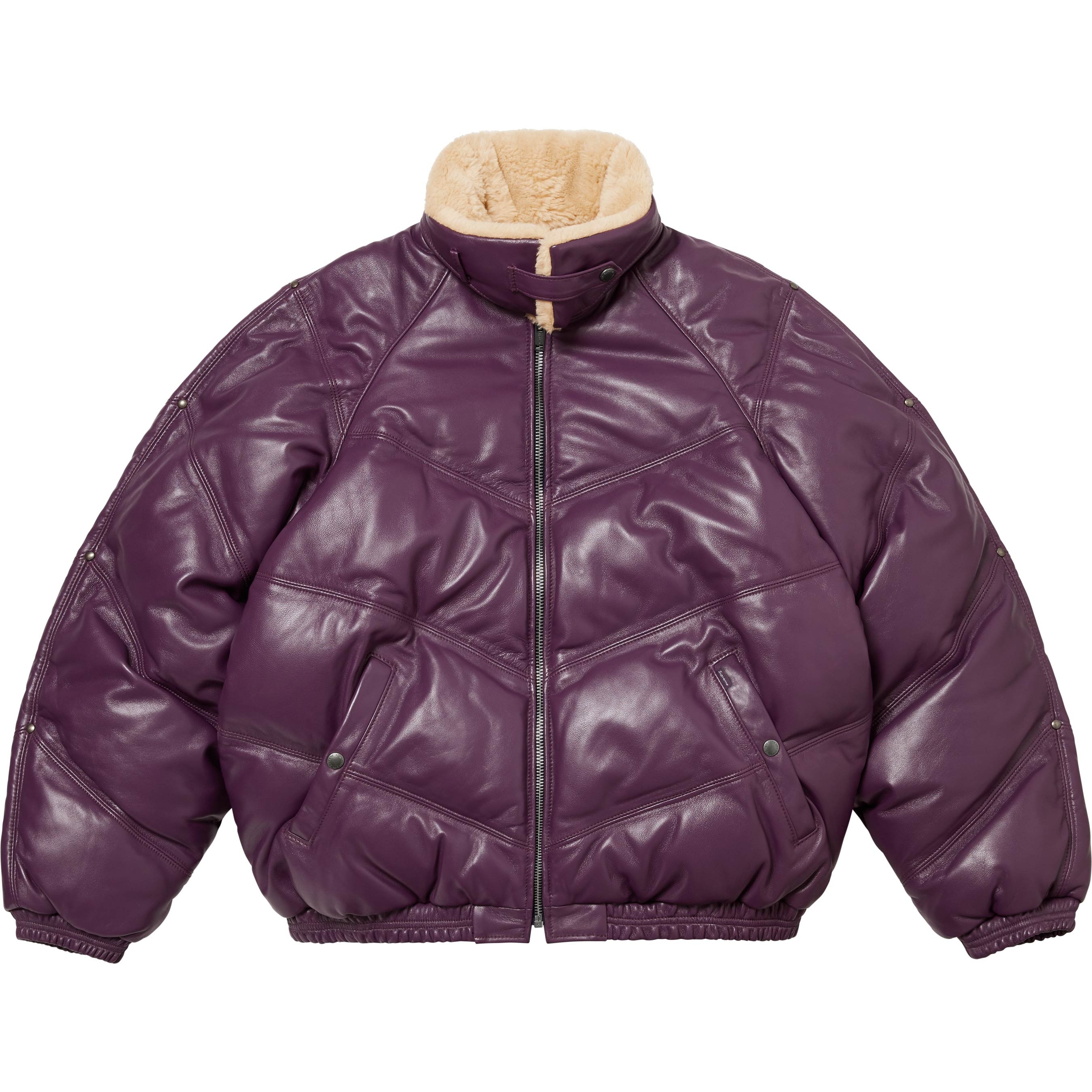 Supreme®/Schott® Chevron Leather Down Puffer Jacket view 6